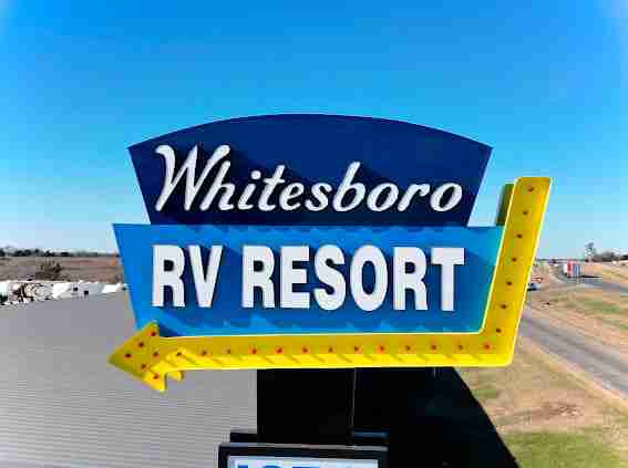 RV Park Resort sign - Whitesboro RV Resort in North Texas